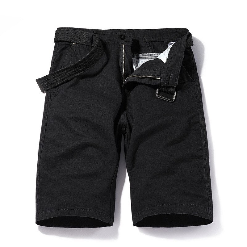 Men Casual Summer Knee Length Solid Cargo Shorts