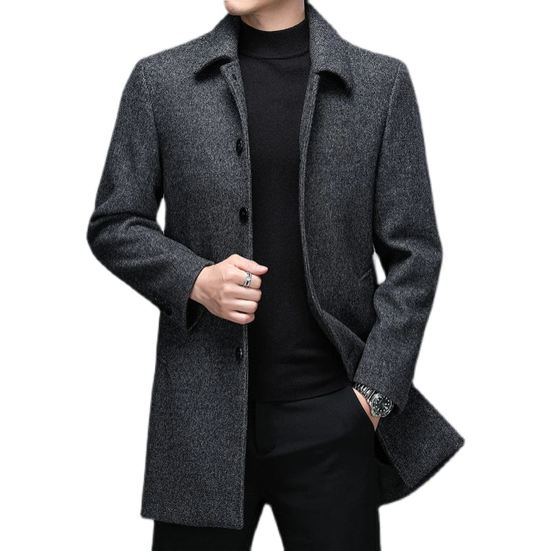 Men's Winter Turn Down Collar Long Coats