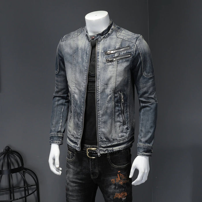 Outerwear Moto Biker Men's Casual Coat Denim Jacket