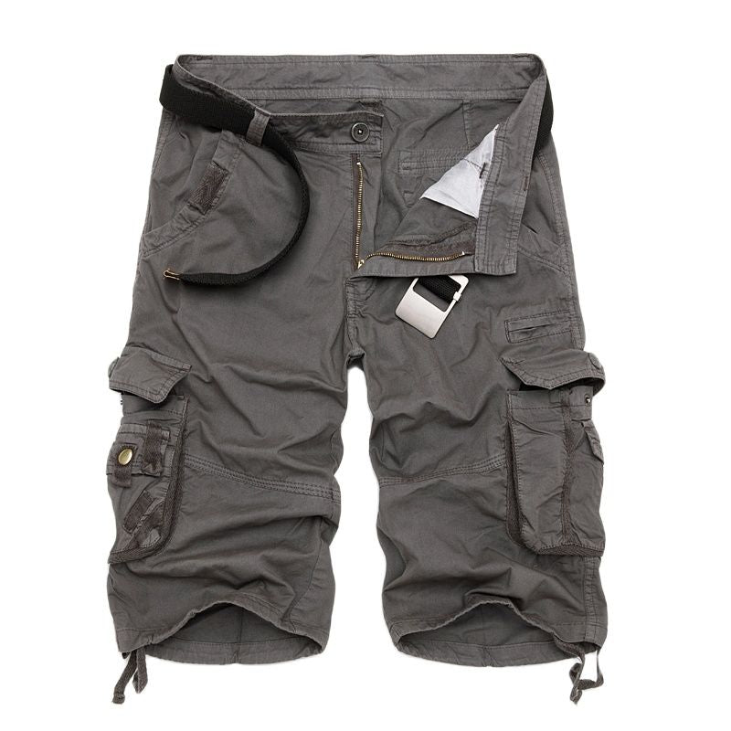 Fashion Multi Pocket Solid Color Casual Short For Men