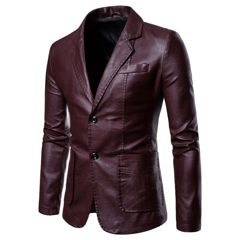 Causal Leather Blazers Jacket Suit Coat