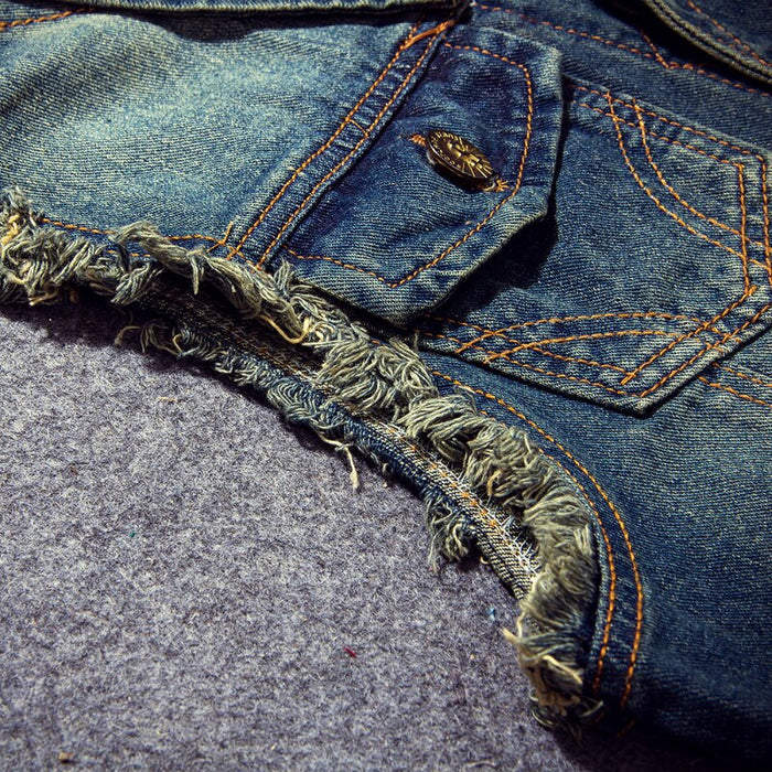 Ripped Hip Hop Men's Denim Jacket