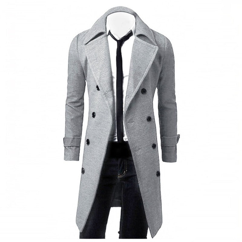 Autumn Winter Men's Slim Fit Long Trench Coats