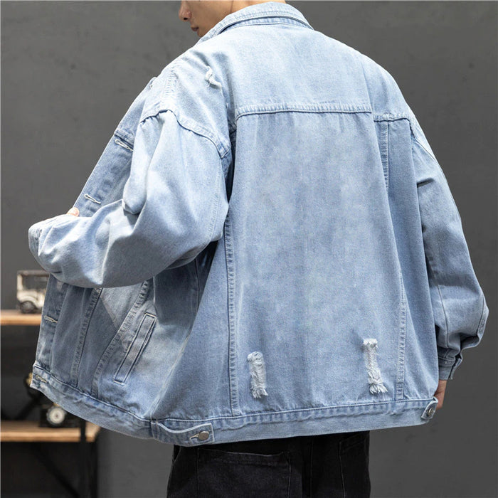 Spring Autumn Men's Hole Jeans Denim Jacket