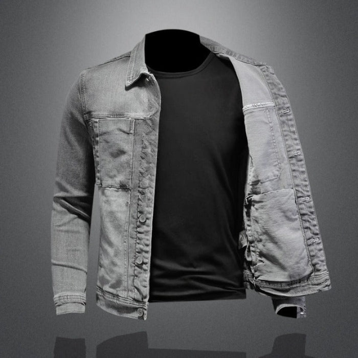 Turn Down Collar Casual Men's Denim Jacket Coat