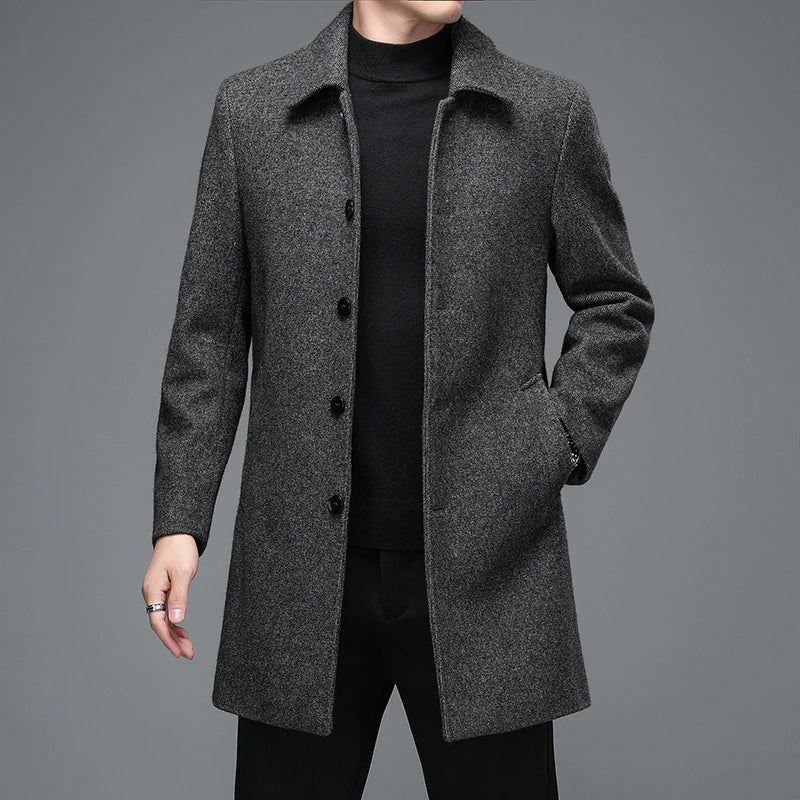 Men's Winter Turn Down Collar Long Coats