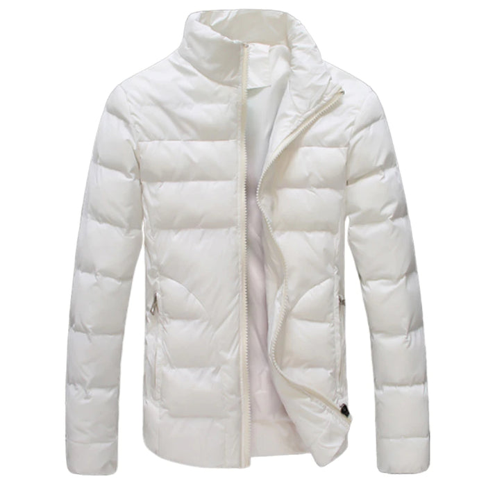 Winter Solid Color Stand Collar Zipper Jacket Coat