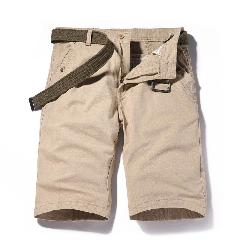 Men Casual Summer Knee Length Solid Cargo Shorts