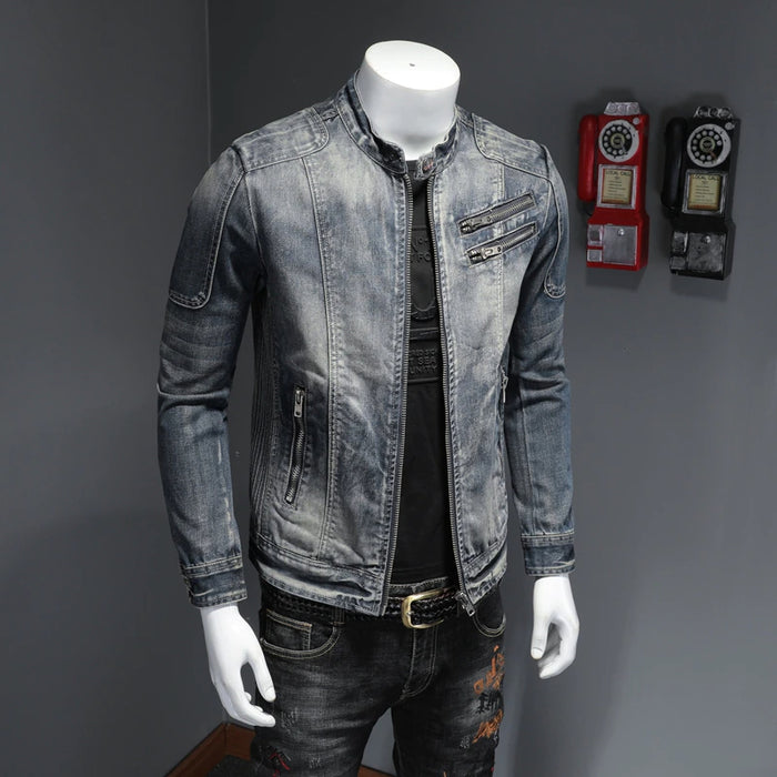 Outerwear Moto Biker Men's Casual Coat Denim Jacket