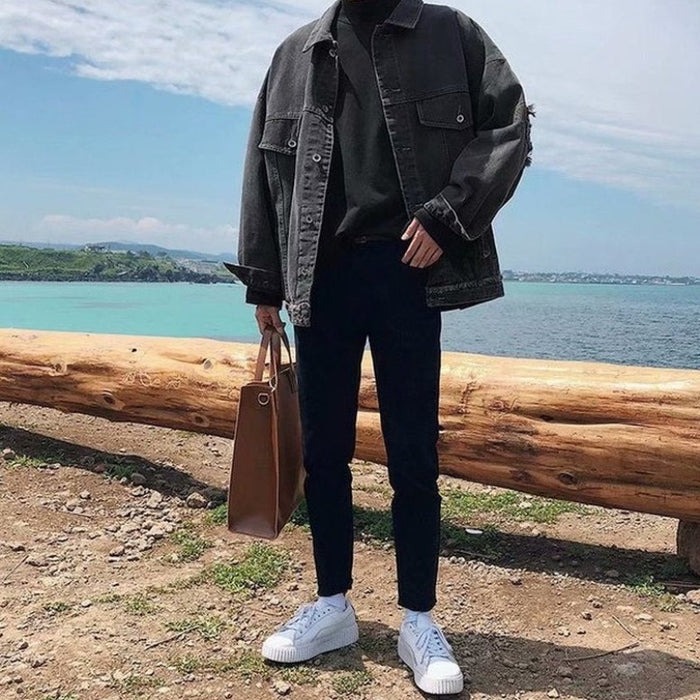 Denim Jacket Vintage Men's Bomber Jacket