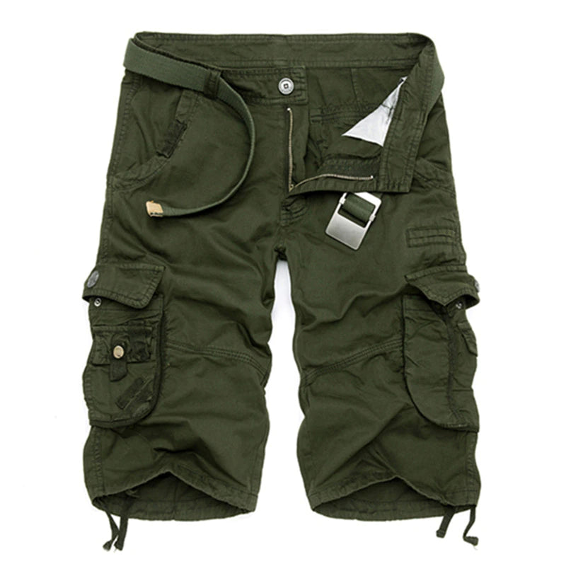 Fashion Multi Pocket Solid Color Casual Short For Men