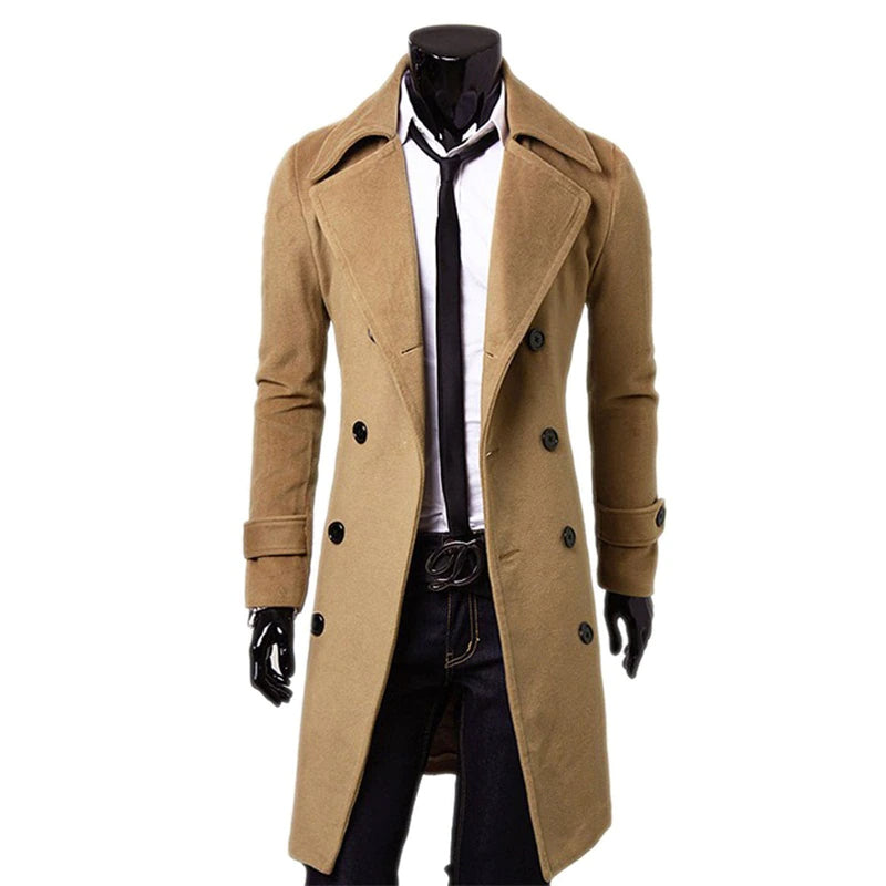 Autumn Winter Men's Slim Fit Long Trench Coats