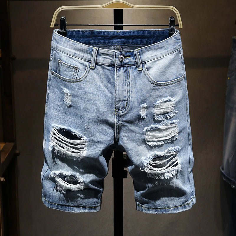 Summer Ripped Denim Shorts For Men