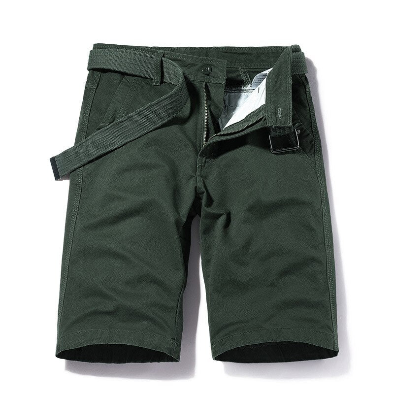 Men Casual Summer Knee Length Solid Cargo Shorts