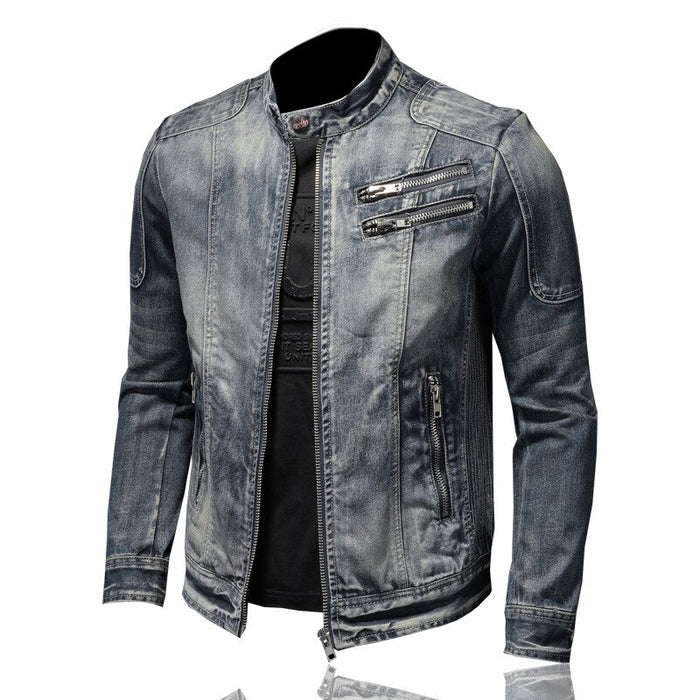 Outerwear Moto Biker Men's Casual Coat Denim Jacket