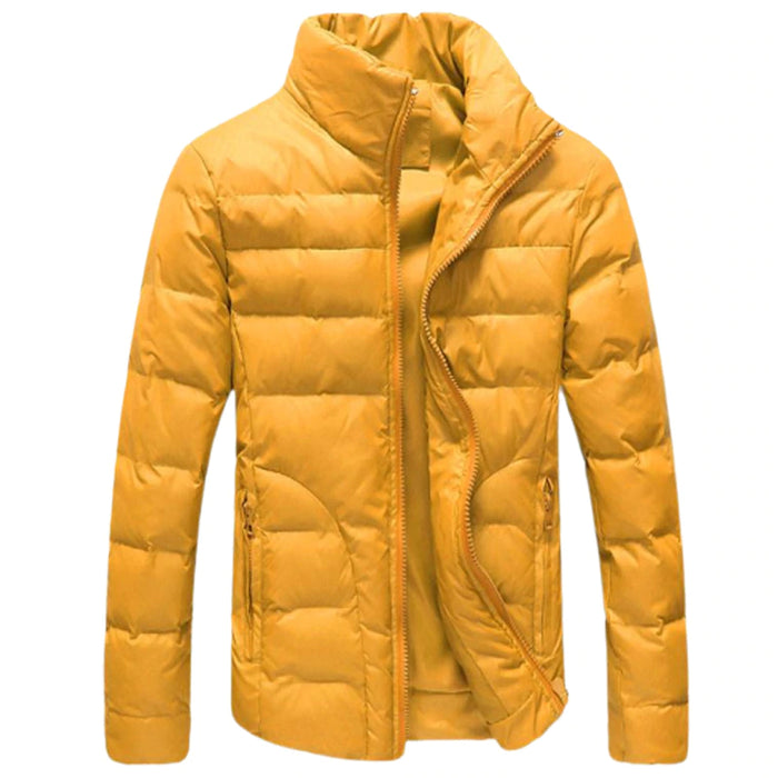 Winter Solid Color Stand Collar Zipper Jacket Coat