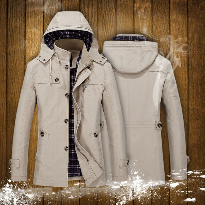 Men's Large Size Hooded Trench Coat
