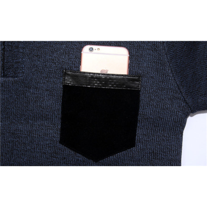 Men's Knitted Standing Collar Pullover Sweater