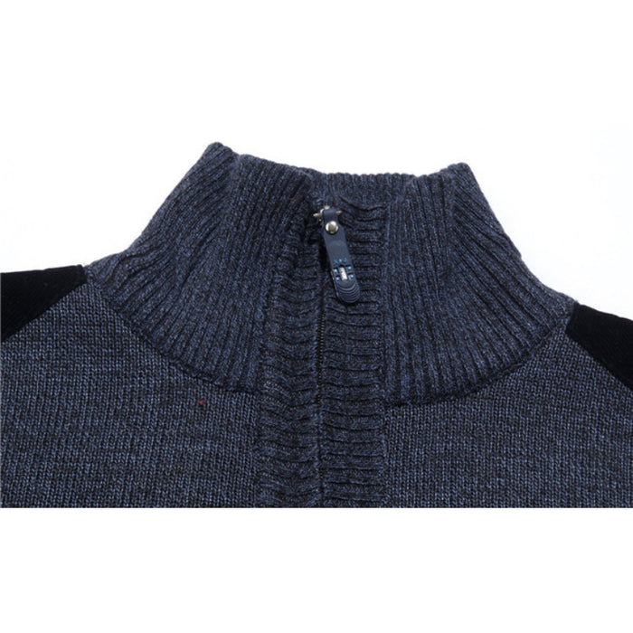 Men's Knitted Standing Collar Pullover Sweater