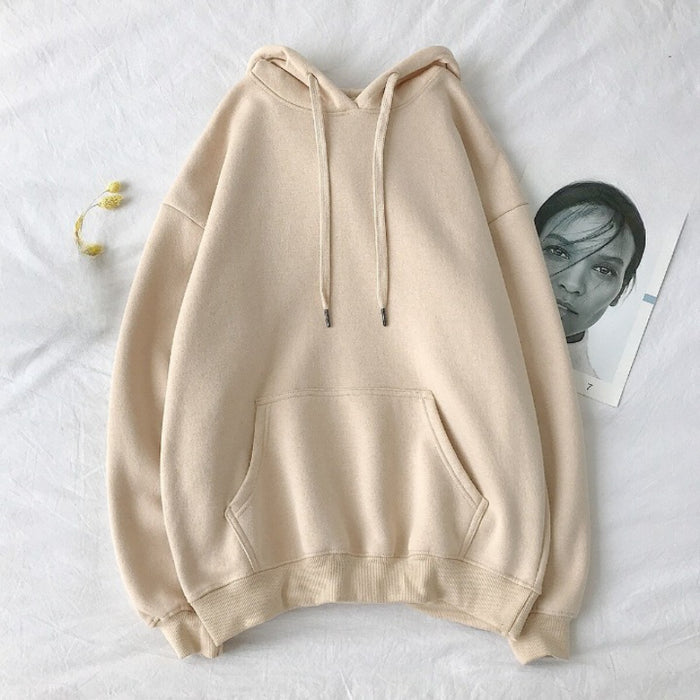 Solid Casual Streetwear Cotton Loose Hip Hop Hoodie