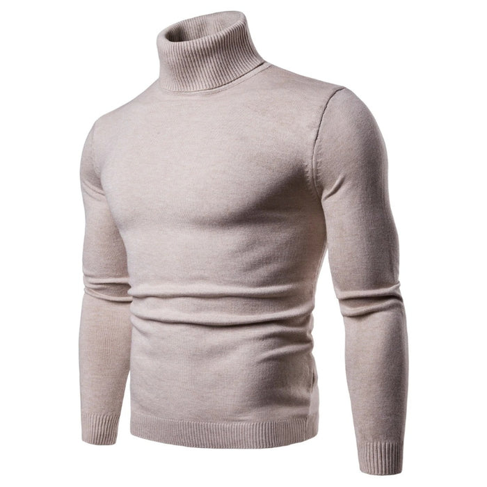 Men's Double Collar Turtleneck Solid Pullover