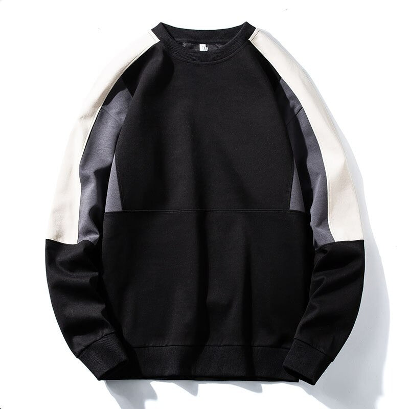 Men's Sweatshirt Autumn Patchwork O Neck Hip Hop Pullover