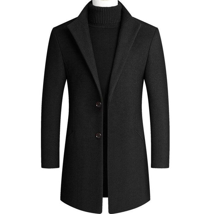 Men's Solid Winter Warm Long Coat