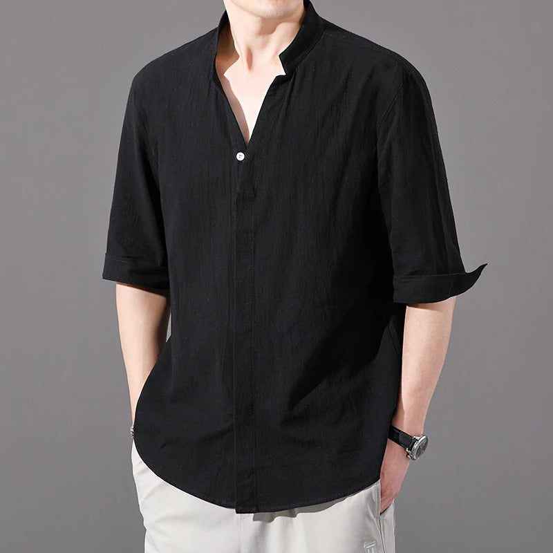 Men's Three Quarter Sleeve Cotton Visose Shirt