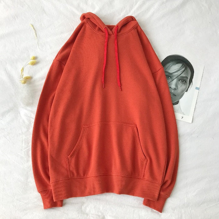 Solid Casual Streetwear Cotton Loose Hip Hop Hoodie