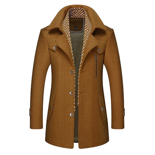 Men's Turn Collar Warm Long Coat