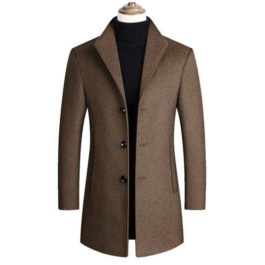 Men's Solid Turn Down Collar Coat