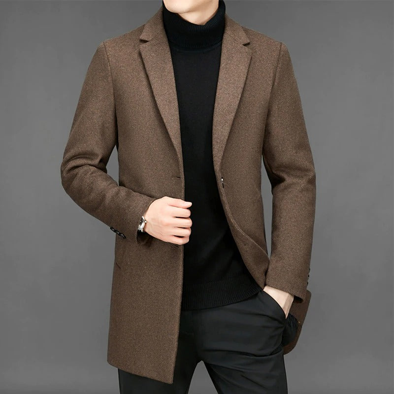 Men's Warm Casual Down Collar Long Coat