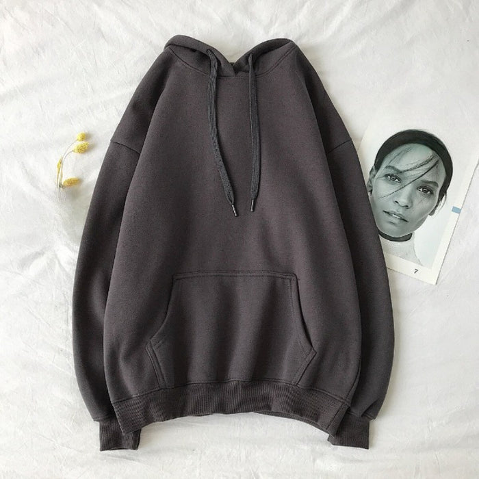 Solid Casual Streetwear Cotton Loose Hip Hop Hoodie