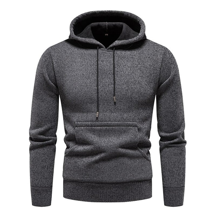 Men Casual Knitted Pullovers Hooded Sweatshirt