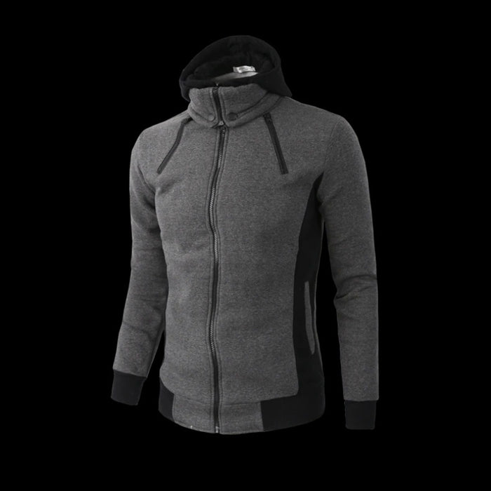 Men's Fashion Zipper Patchwork Hoody Sweatshirt