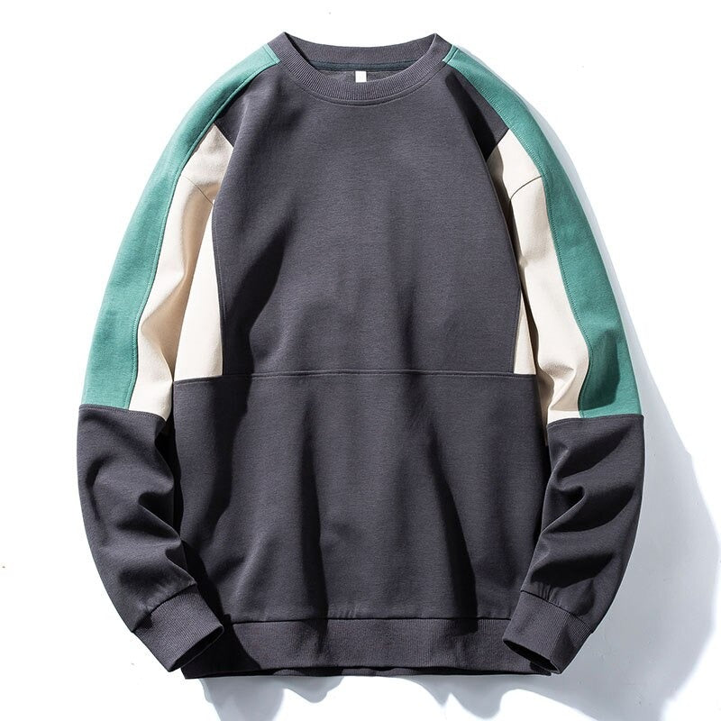 Men's Sweatshirt Autumn Patchwork O Neck Hip Hop Pullover