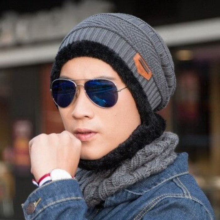 Men's Knitted Fur Thick Hat