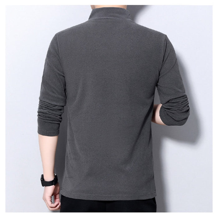 Solid Half High Collar Pullover For Men