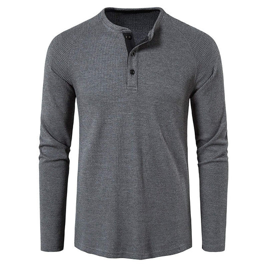 Men's Casual Long Sleeve Henley Collar T-Shirt