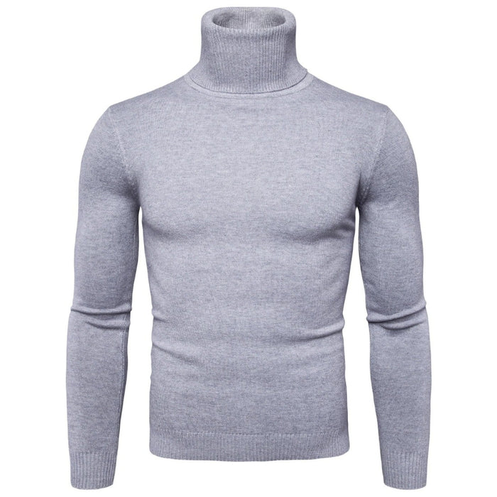 Men's Double Collar Turtleneck Solid Pullover