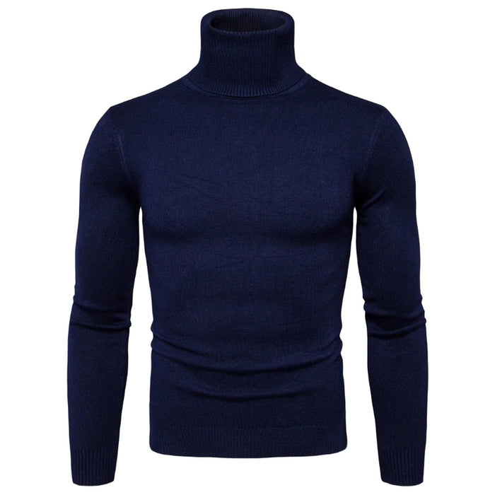 Men's Double Collar Turtleneck Solid Pullover
