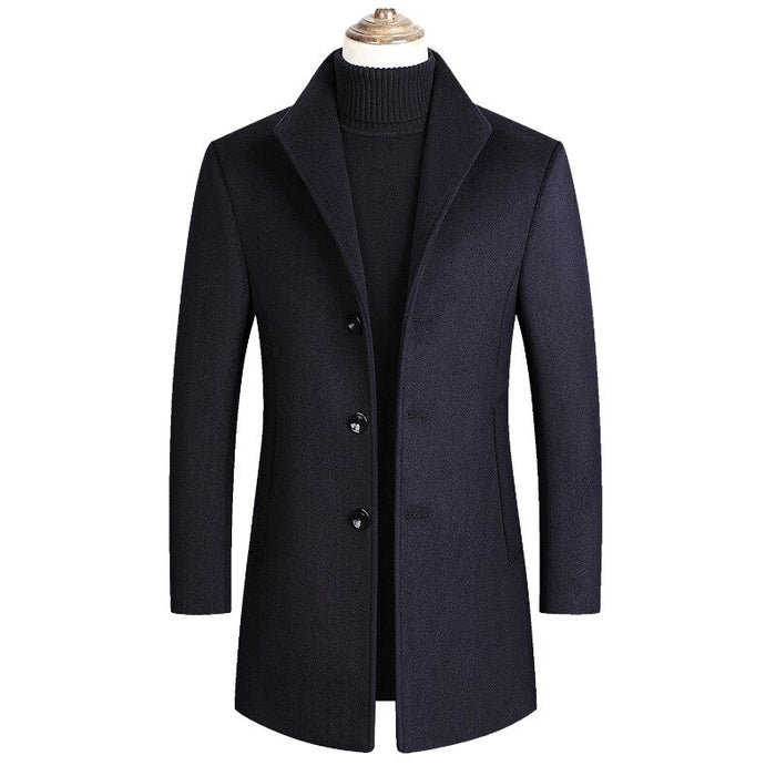 Men's Solid Turn Down Collar Coat