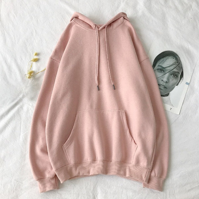 Solid Casual Streetwear Cotton Loose Hip Hop Hoodie