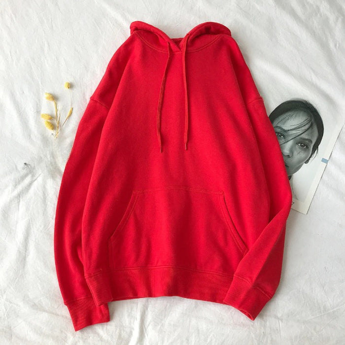 Solid Casual Streetwear Cotton Loose Hip Hop Hoodie