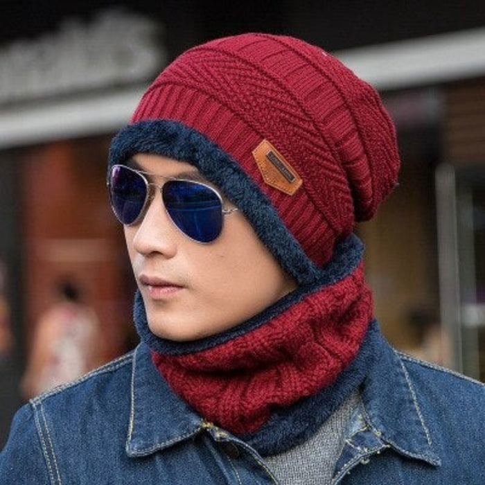 Men's Knitted Fur Thick Hat