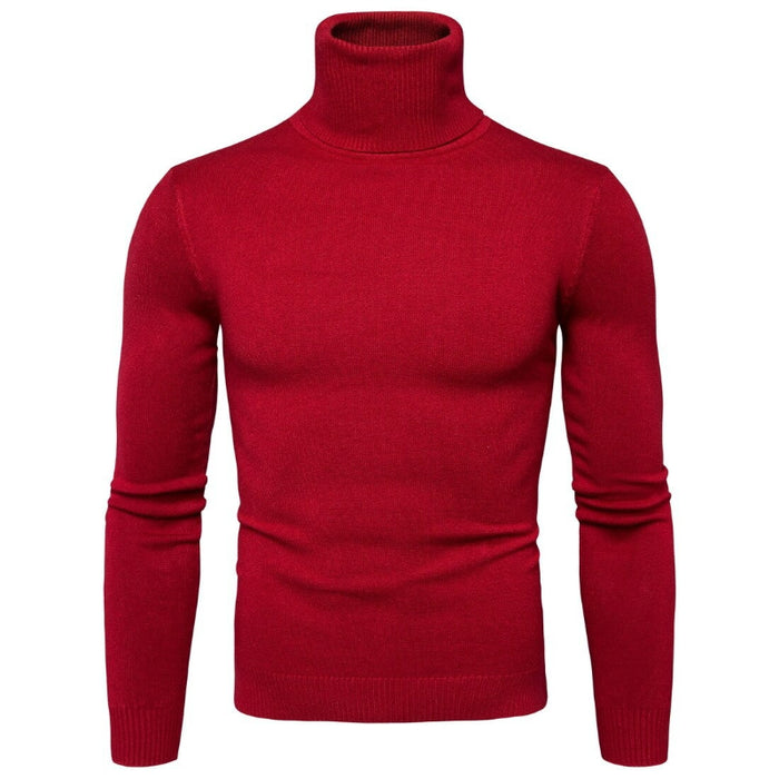 Men's Double Collar Turtleneck Solid Pullover