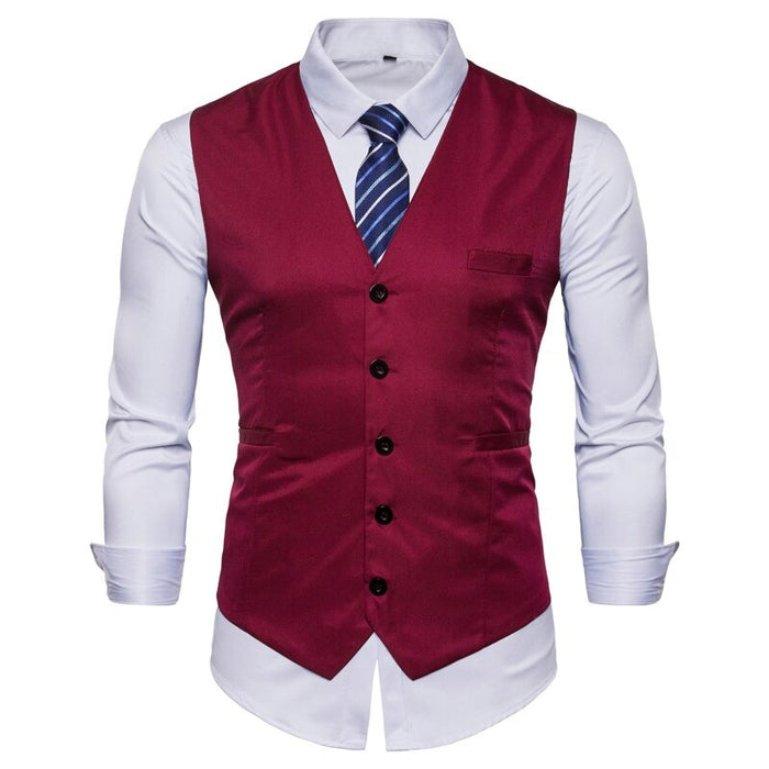 Men's Solid Slim Fit Suit Vests