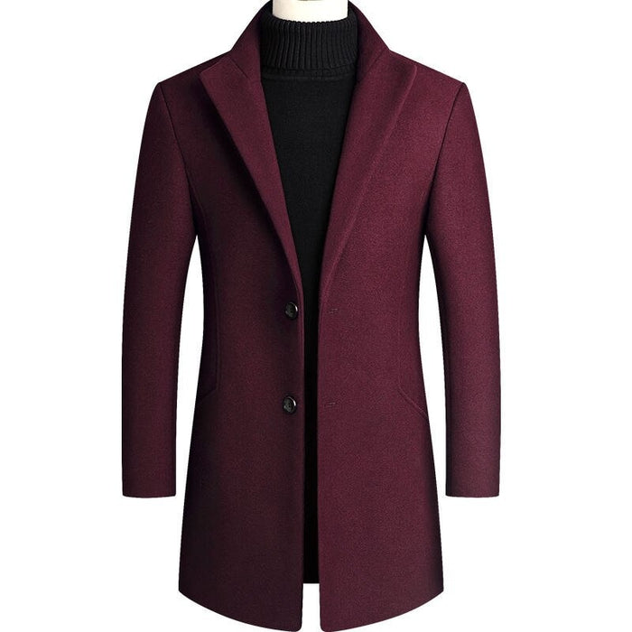 Men's Solid Winter Warm Long Coat