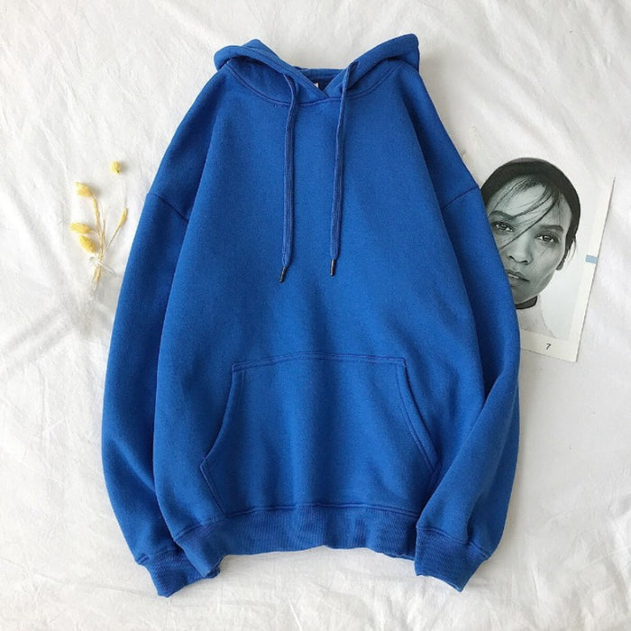 Solid Casual Streetwear Cotton Loose Hip Hop Hoodie