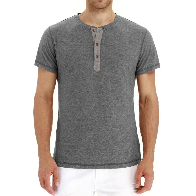 Men's Henry Collar Buttoned T-Shirt